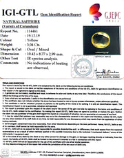 3.04/CT Natural Yellow Sapphire with Govt Lab Certificate-YELSA9U